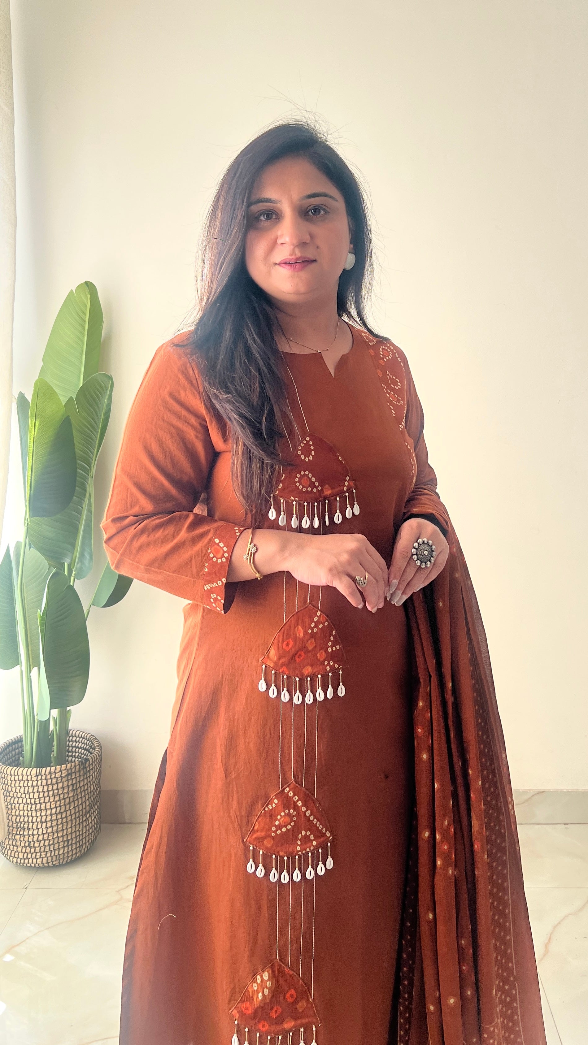 Raha MulCotton Bandhani Hand Detailed Pant Set