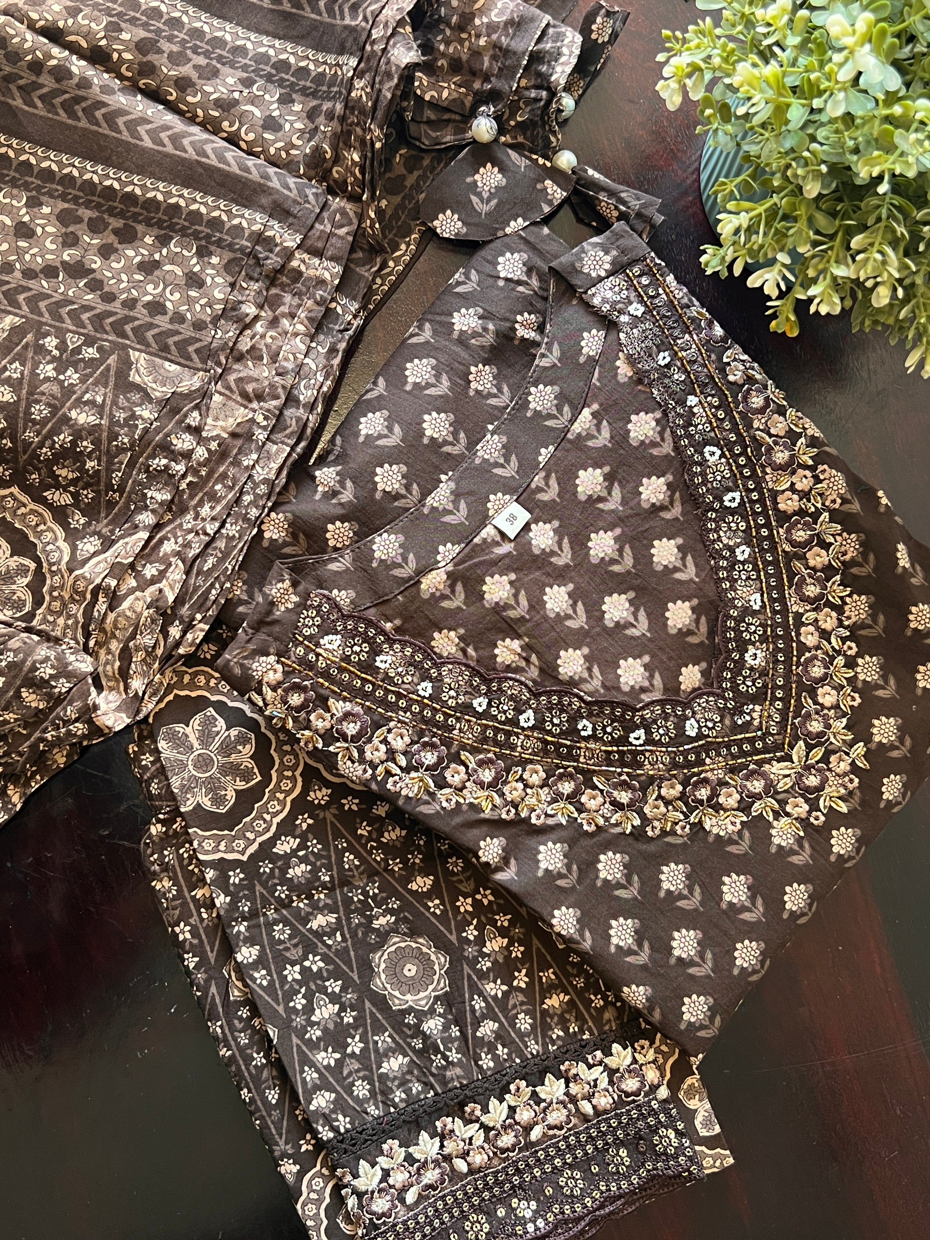 Dimpee Ajrakh Cotton HandEmbroidered Dupatta set