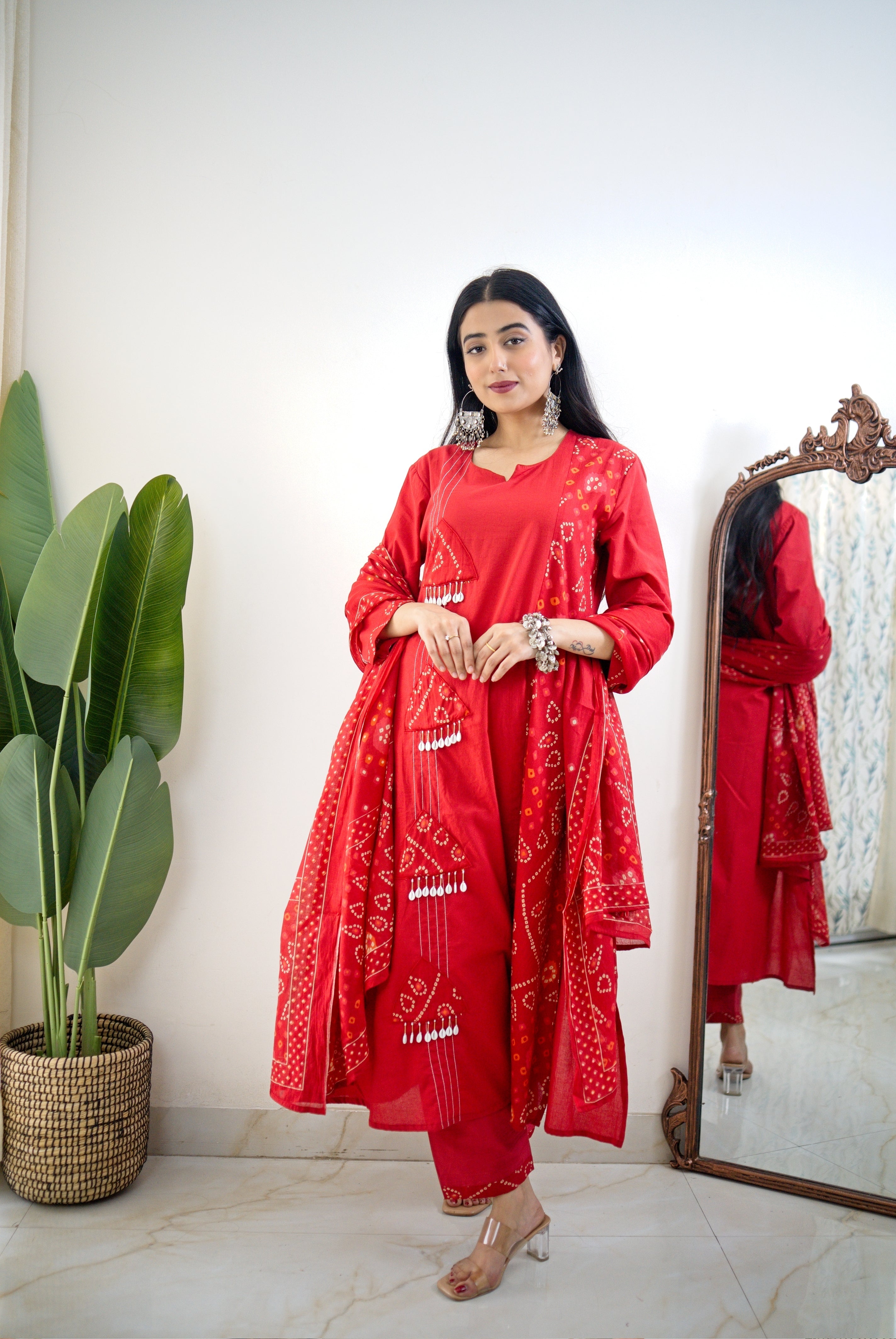 Raha MulCotton Bandhani Hand Detailed Pant Set
