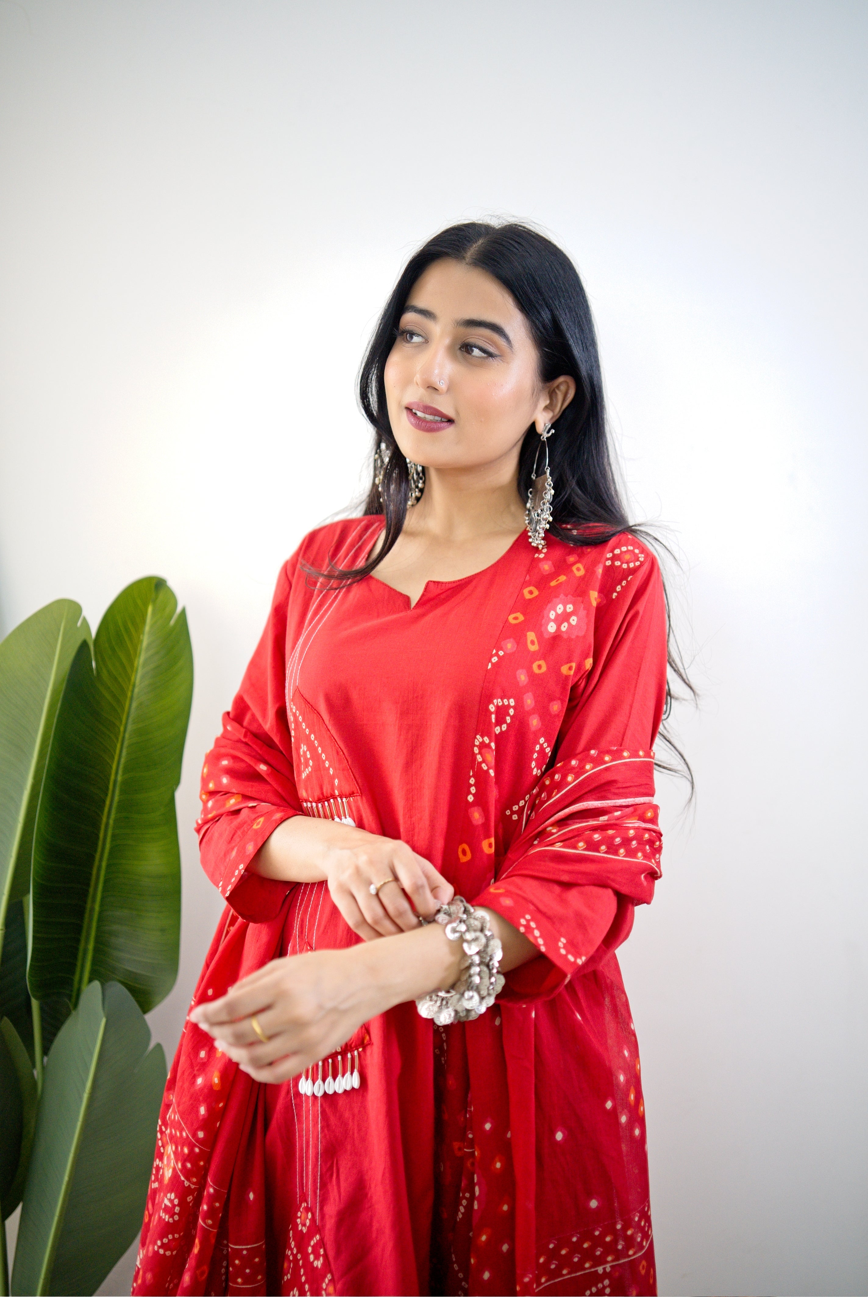 Raha MulCotton Bandhani Hand Detailed Pant Set