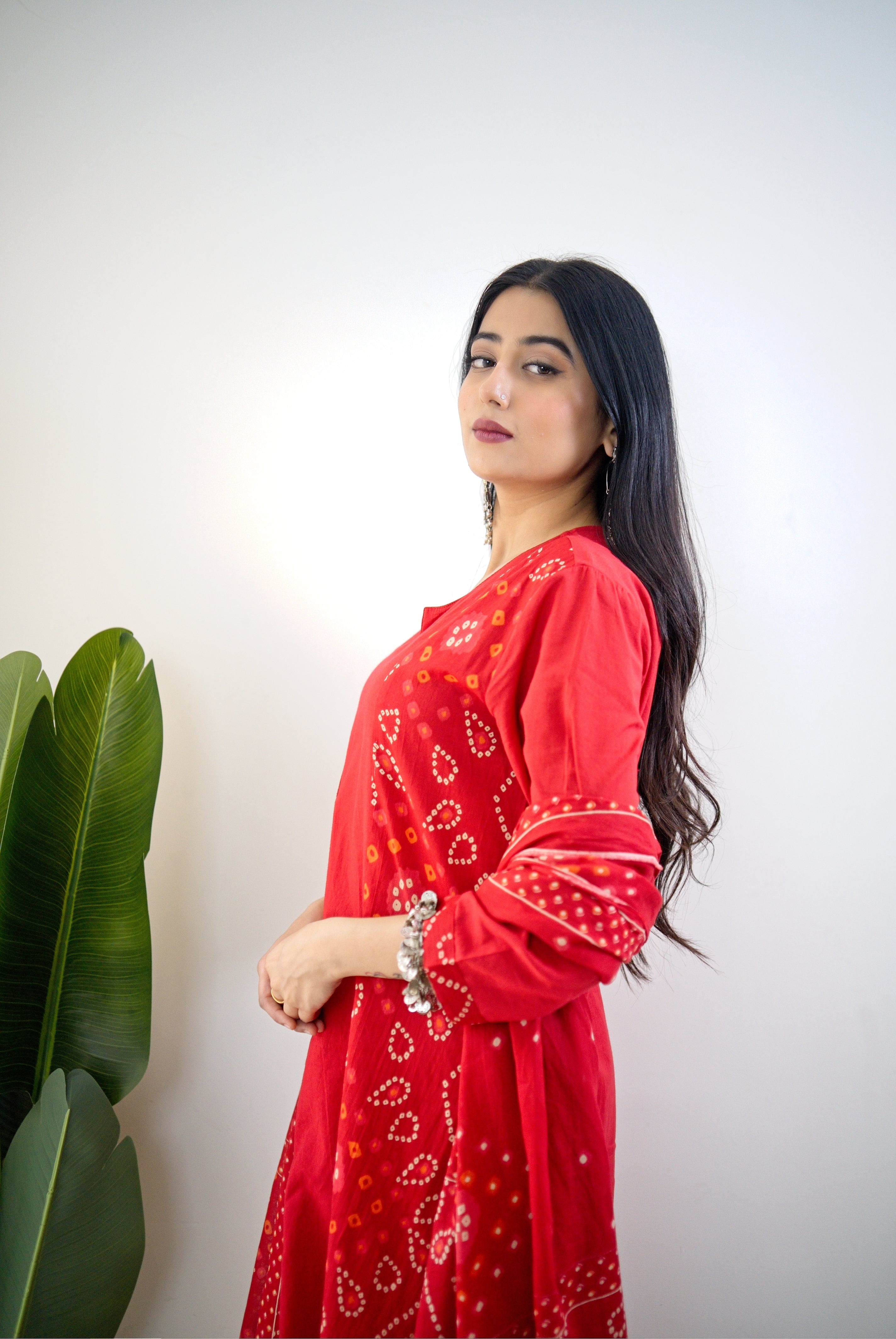 Raha MulCotton Bandhani Hand Detailed Pant Set