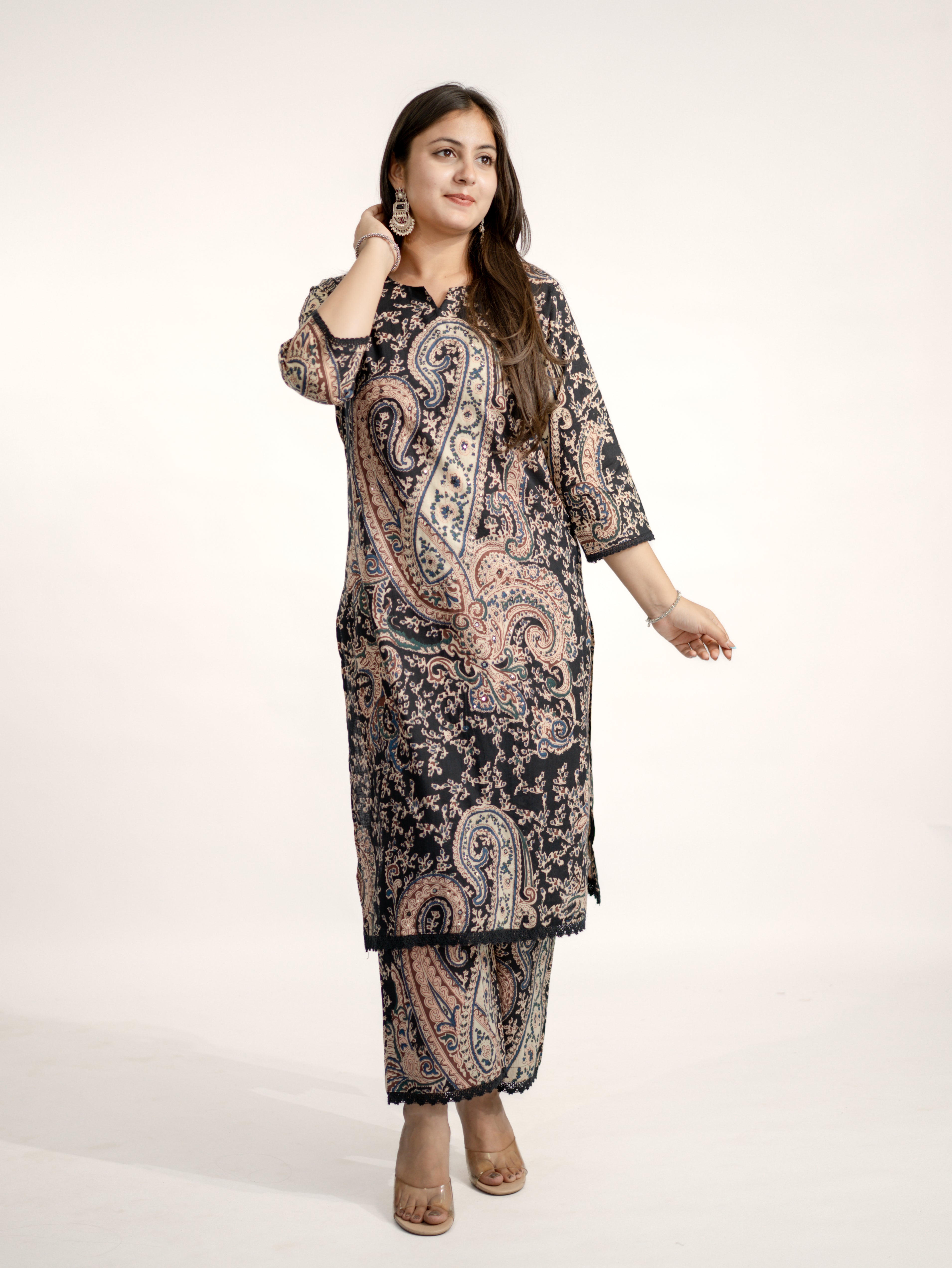 Kalamkari Embroidered Straight Cotton Kurta Set