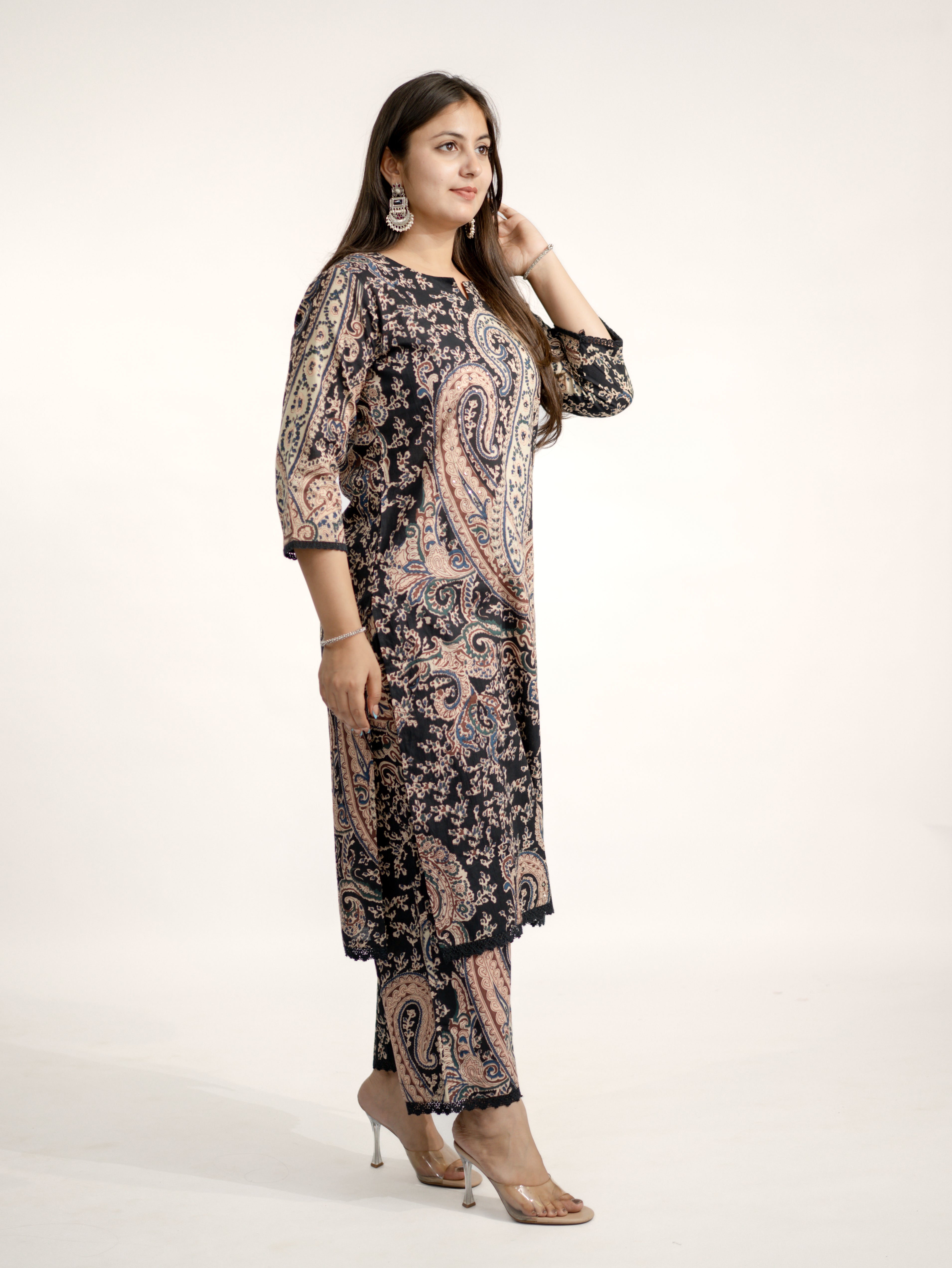 Kalamkari Embroidered Straight Cotton Kurta Set