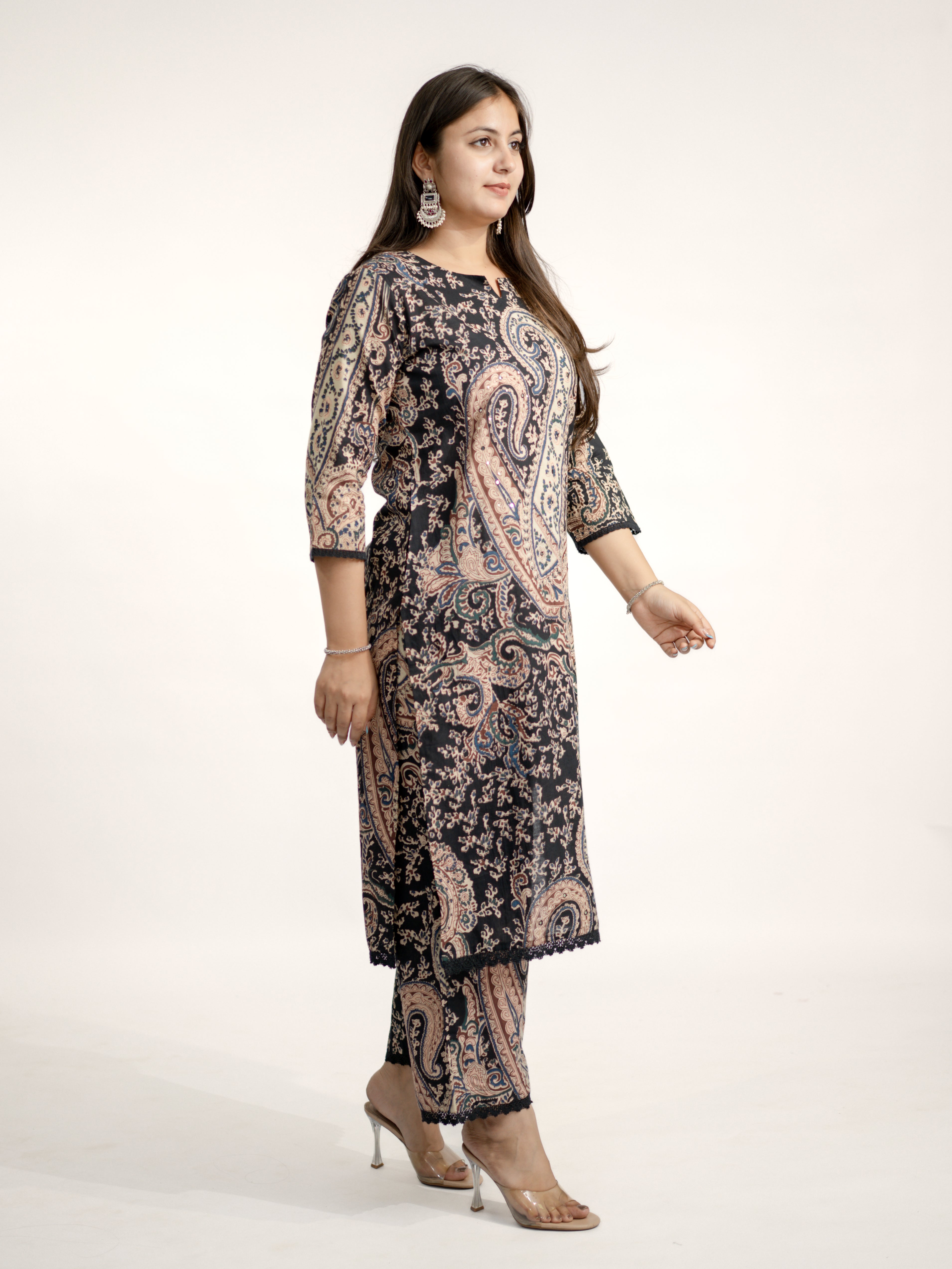 Kalamkari Embroidered Straight Cotton Kurta Set