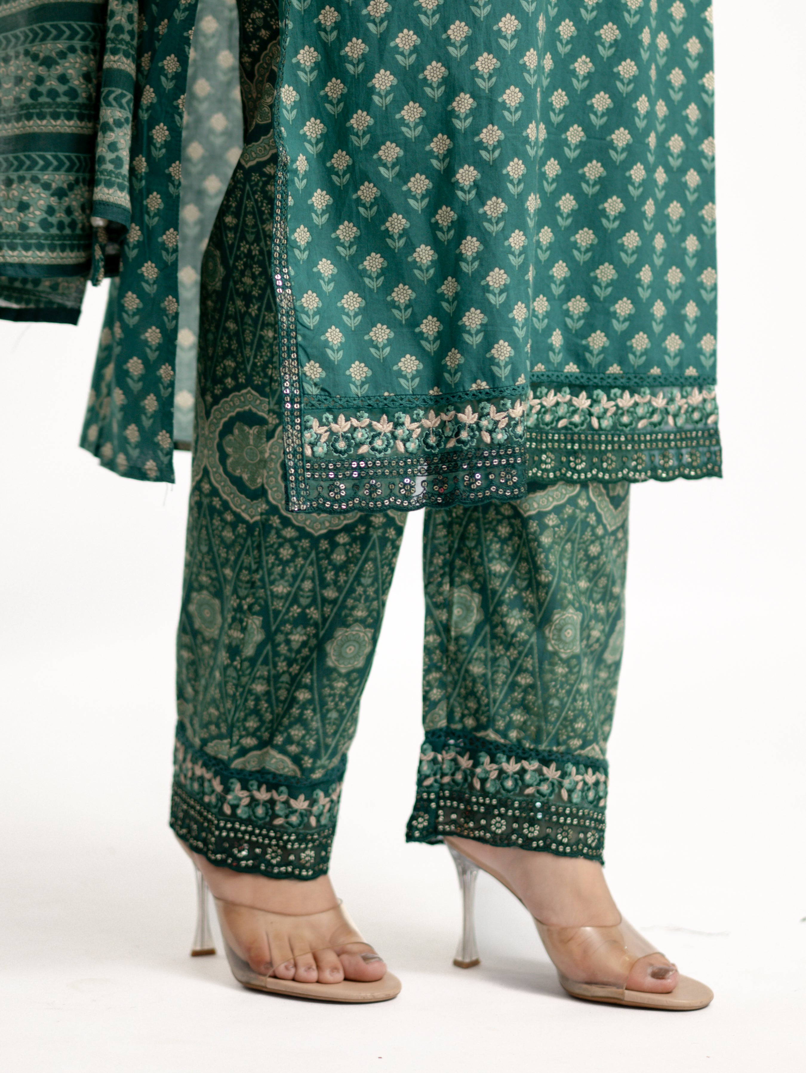 Dimpee Ajrakh Cotton HandEmbroidered Dupatta set