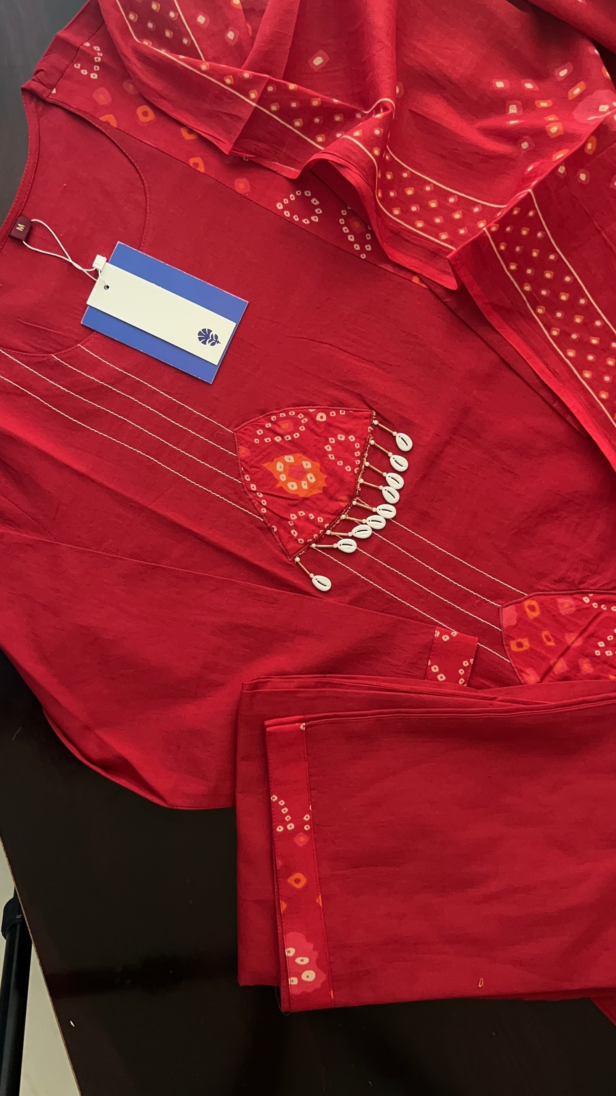 Raha MulCotton Bandhani Hand Detailed Pant Set