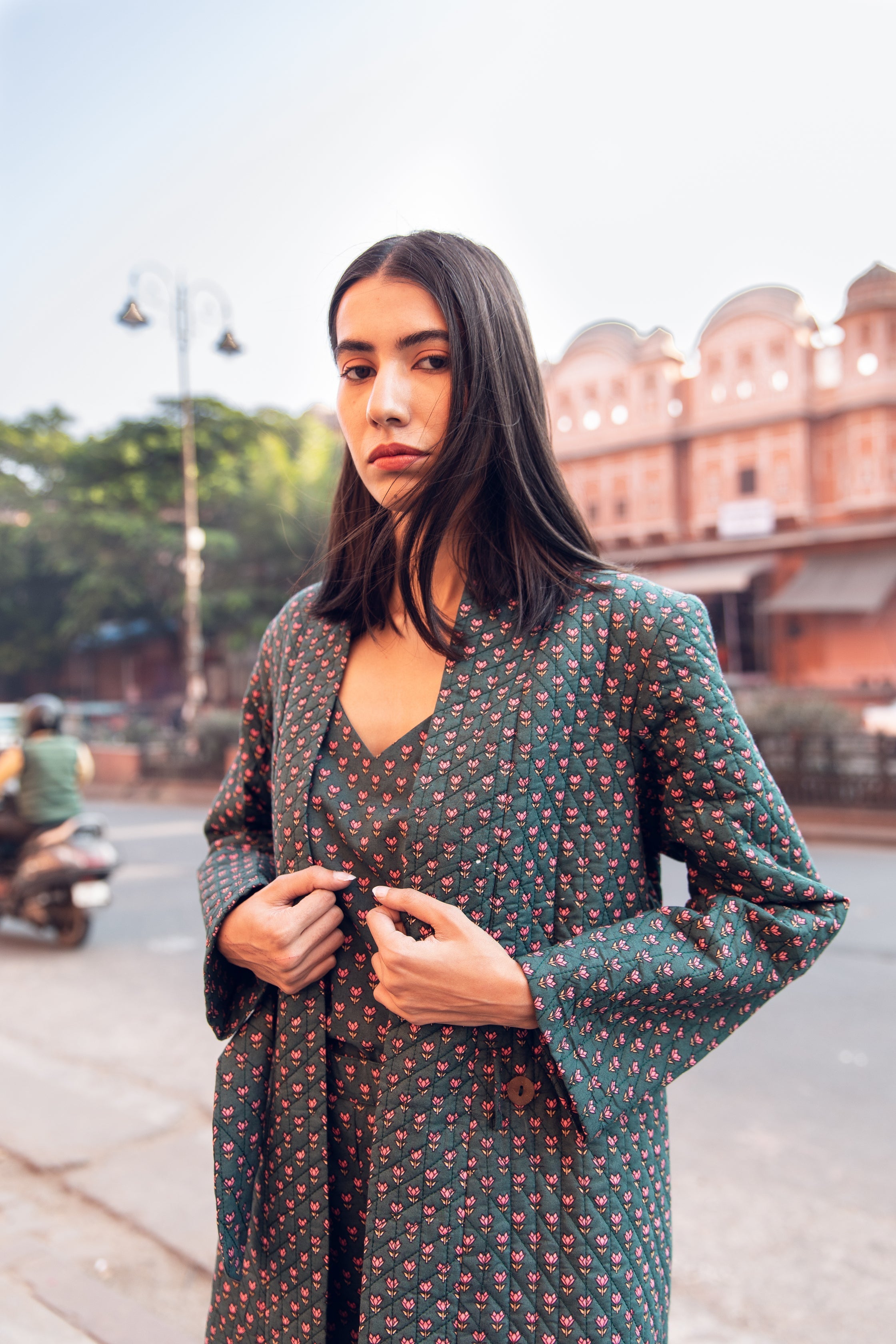 Kafia Emerlad Cotton Co-Ord Set With Jacket