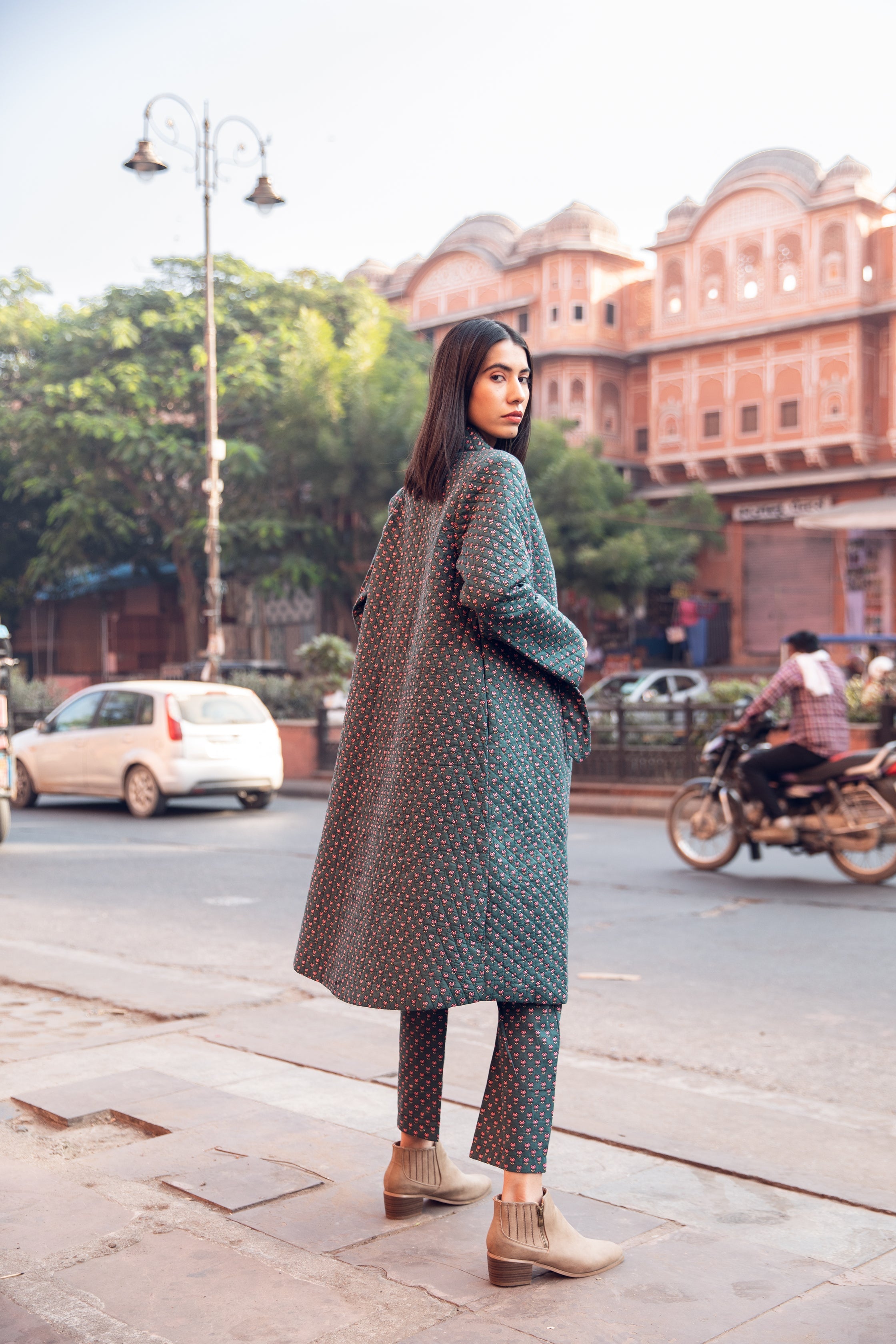 Kafia Emerlad Cotton Co-Ord Set With Jacket