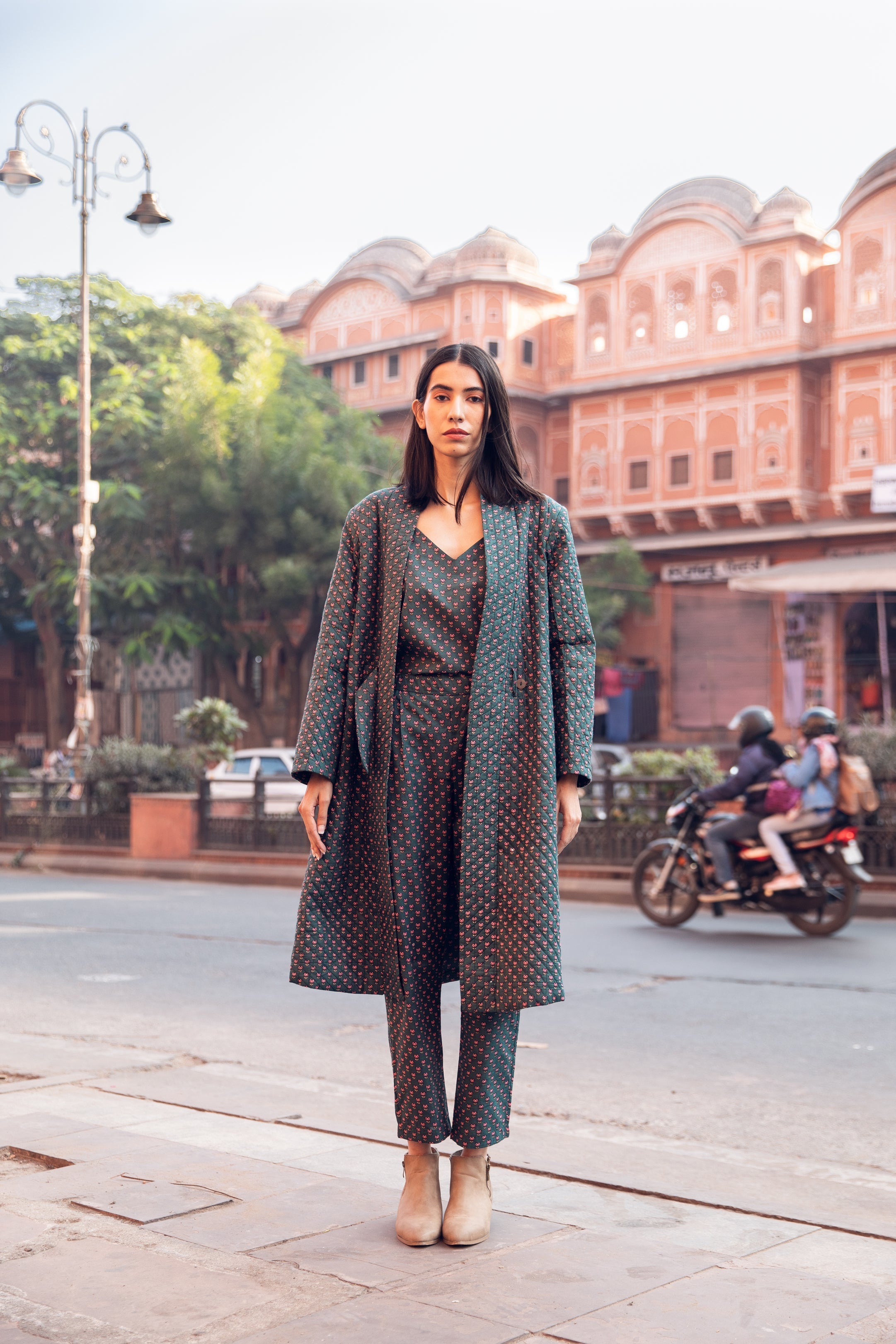 Kafia Emerlad Cotton Co-Ord Set With Jacket