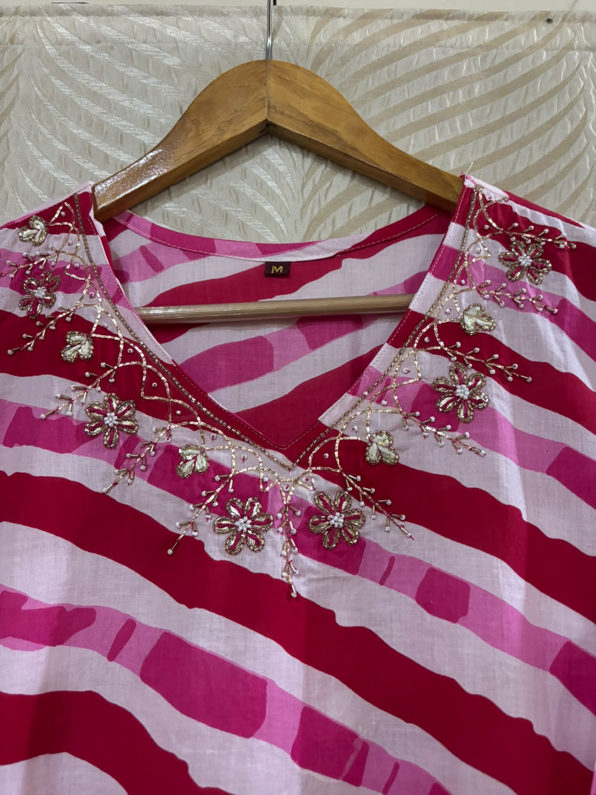 Premium Cotton Lehriya A-Line Kurti 3 Piece Set