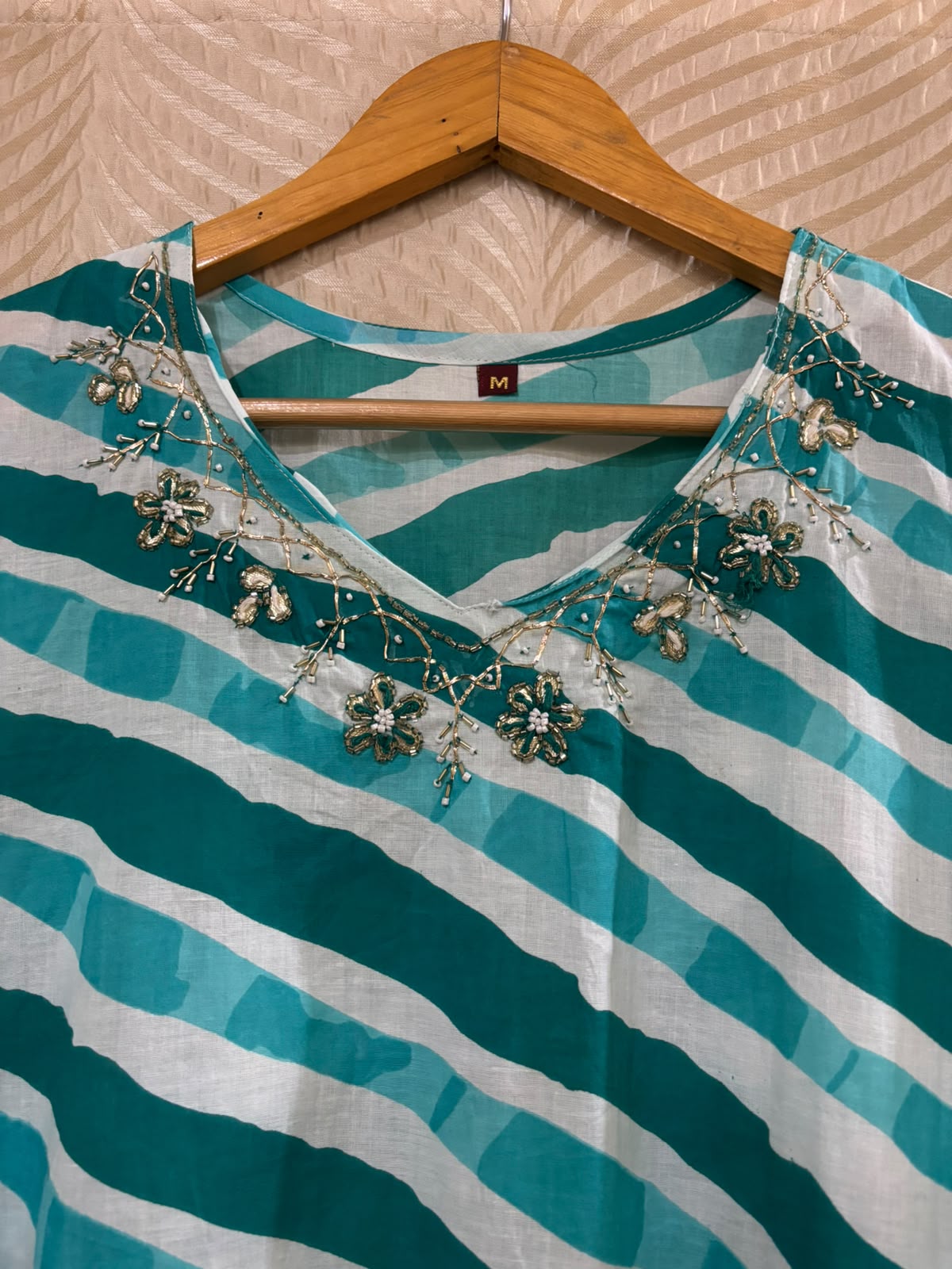 Premium Cotton Lehriya A-Line Kurti 3 Piece Set