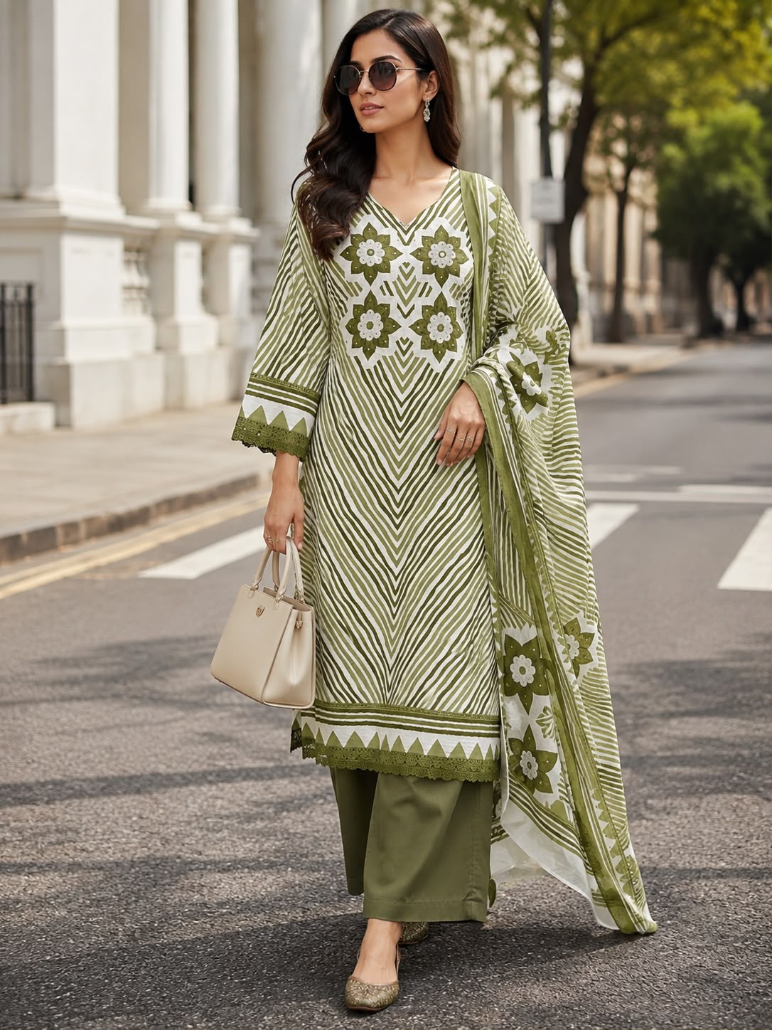 Premium cotton Lehriya 3 pcs set